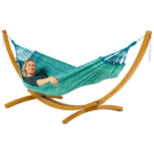 Hangmat Tones of Pistache met houten standaard